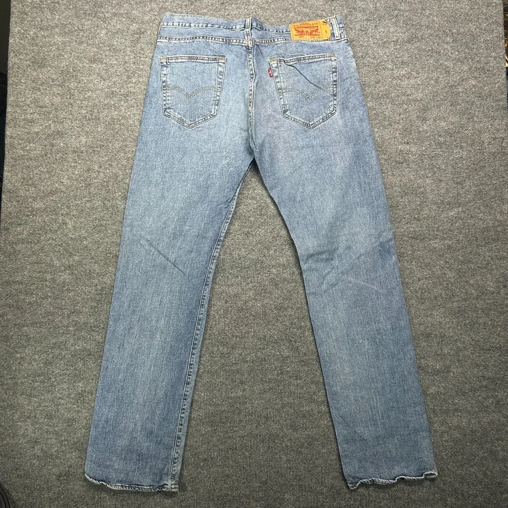 Levi's 501 Jeans Men's‎ Blue Denim Destroyed Ripped Straight Button Fly - 35X33